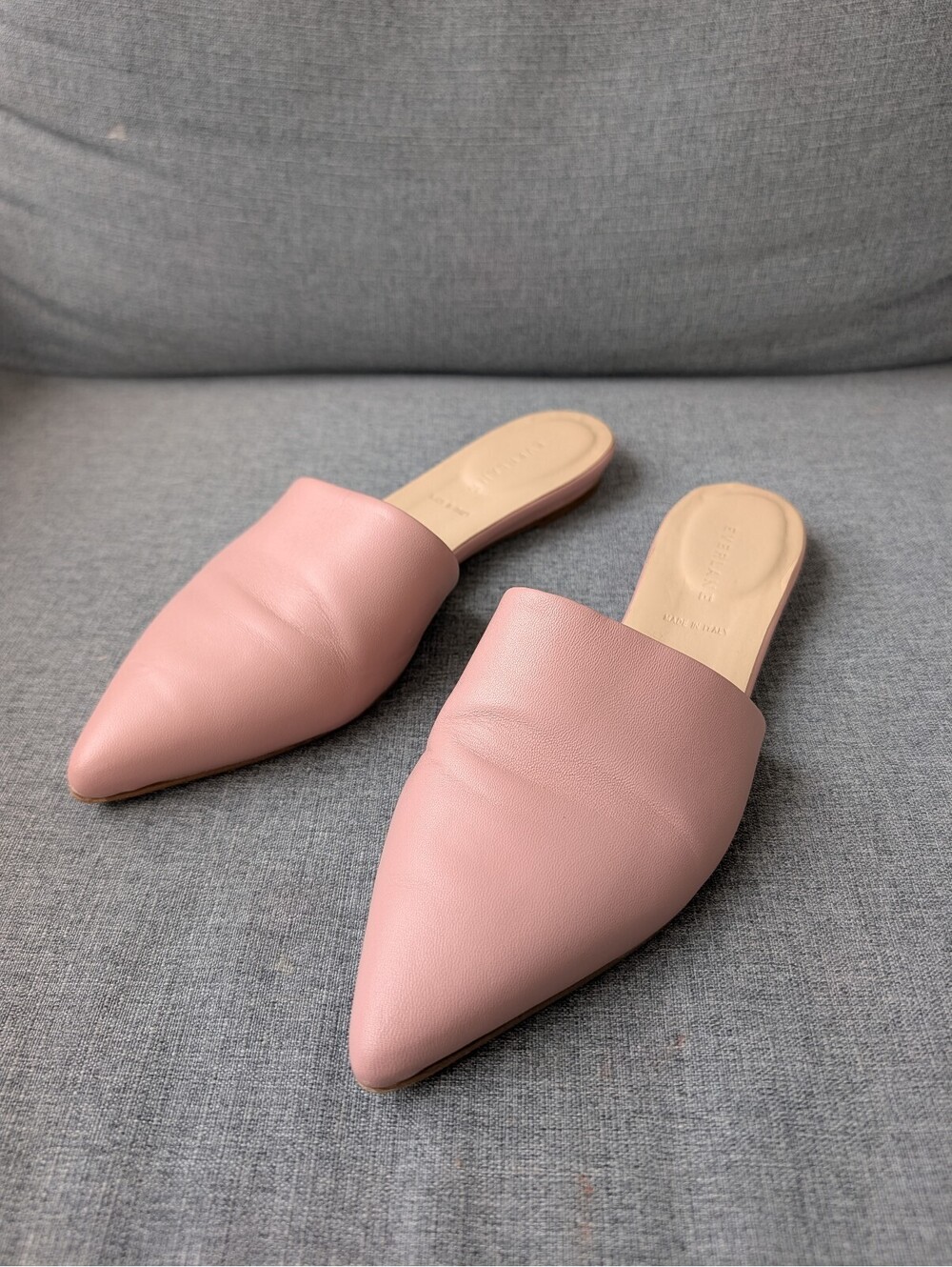 Everlane The Pointed Slide Mules Blush Pink Leather Flats | Size 9.5